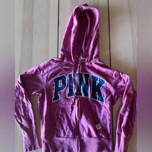 PINK by Victoria Secret light weight logo zip up hoodie with front pocket pink M